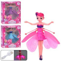 Лялька HJ8088 (60шт) 19см, фея, літає, реагує на руку, акум, USBзарядне,3 кольори, в кор-ці, 16-19-5