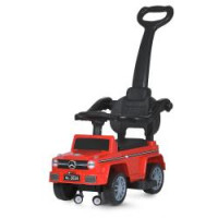 Каталка-толокар M 5043L-3 (1шт) батьк.ручка, музика, світло, шкірян.сидіння, червоний