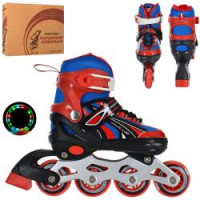 Ролики A 4146-S-R (31-34) (1шт) роздв, шнур + бакля, ал.рама,колПУ64мм-1св,червоний,кор.34,5-27-10,5