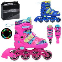 Ролики A4160-S (6шт) розсувні, шнурівка+бакля, алюм.рама, колеса ПВХ 61мм, 1світло, устілка 18см (+2