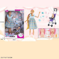 Лялька вагітна 29см 8082-19 з дитиною,коляскою та аксес.кор.32,5*6*22 /60/