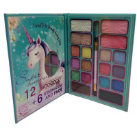 Косметика IG3227 (96шт) тіні, 18шт/18кольорів, дзеркало, палетка-принт єдиноріг, 12шт в дисплеї, 13-
