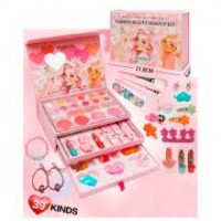 Косметика IG3145S (16шт) 3яруси, тіні, рум'яна, помада 2шт, пензлики, набір для манікюру (лак, розді