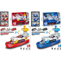 Набір з транспортом JS160-60A (12шт) 1:16, катер 29см (інерція), звук, світло, машинка 7,5см 3шт(мет