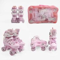 Ролики 3367-83 М розмір 34-38 (6) колір Рожевий, колеса PU, КОЛЕСА ЗІ СВІТЛОМ, устілка 21-23 см, d к