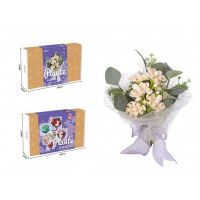 Конструктор JK 2683 (18) “Букет квітів”, штучні квіти, стрічка, флористична плівка, в коробці