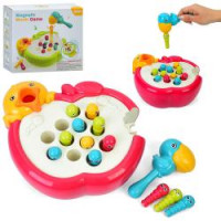 Гра 6958A (12шт) Нагодуй пташку, магнитна, ігрове поле-яблуко 24-22-10см, рухливі деталі, музика, гу