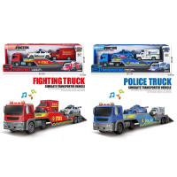 Трейлер JS203A-3C (9шт) інерція, 51см, 1:16, звук, світло, машина 2шт, гумові колеса, 2 види (поліці