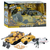 Набір з фігурками G3109-56-57 (12шт) військовий, транспорт, від 20см до 35см, солдати, зброя, 2 види