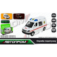 Машина мет. АВТОПРОМ арт. AP7543 (108шт/2) "Швидка допомога" батар.,світло,звук,у короб.17*14*6,5см