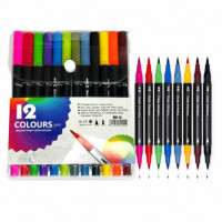 Фломастер із двосторонній на водній основі 12кол. у пач. 12пач в упак №001-12