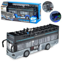 Автобус JS122-122A (18шт) 28см, 2цвета, звук, свет, на бат-ке(табл), в кор-ке, 33-15,5-9см