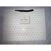 Пакет подарунковий гігант L 46*35*15см білий в чорні горошки 2601-44