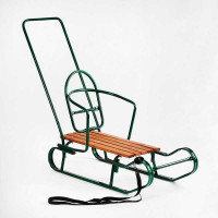 Санки "Королівські" 24903 плоскі полози, з ручкою, колір зелений