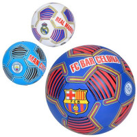 М'яч футбольний 2500-299 (30шт) розмір 5, ПУ1, ручна робота, 32 панелі, 410-430г, 3 види (клуби), в