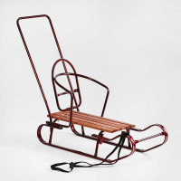 Санки "Королівські" 24506 плоскі полози, з ручкою, колір бордовий  (1)