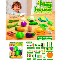 Продукти 66-26K (36шт) на липучці, овочі, дошка, ніж, посуд, у пакеті, 23,5-25-5,5см