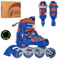 Ролики A 4146-S-BL (31-34) (1шт) роздв, шнур + бакля, ал.рама,колПУ64мм-1св,синій,кор.34,5-27-10,5см