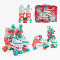 Ролики 30150-40 М розмір 34-38 (6) колір Кораловий, устілка 21-24 см, колеса PU, КОЛЕСА ЗІ СВІТЛОМ,