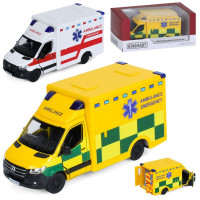 Транспорт спецслужб KT5477W (24шт) метал, інерція, 1:48, 12см, швидка допомога, відчиняються двері,