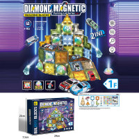 Магнітний конструктор 6815 A (18) 60 елементів, підсвічування, 6 металопластикових машинок, в коробц