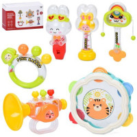 Брязкалець YL560B (брязкальце 2шт, прорізувач, свисток 9см, дудка, бубон 16см),