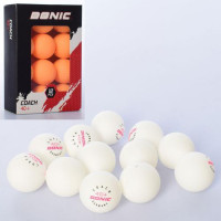 Теннисные шарики MS 3095-1 (50шт) 12шт, ABS40мм+, бесшовный, 1упак.12шт, 2цвета,в кор-ке,12-17-4см