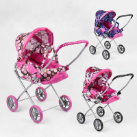 Візок для ляльок 9391 (4) "Melobo", 3 види, алюмінієвий корпус, знімна люлька, в пакеті, ВИДАЄТЬСЯ Т