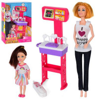 Лялька 3377-3 (20шт) 30см, шарнірна, донька 13см, меблі (мед.кабінет), в кор-ці, 22-32-7,5см