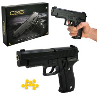 Пістолет мет. арт. C26 (24шт) кульки, у короб. 25,8*18,6*4,5 см