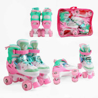 Ролики 60559-18 М розмір 34-38 (6) колір РОЖЕВИЙ, устілка 21-24 см, колеса PU, КОЛЕСА ЗІ СВІТЛОМ, d