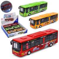 Автобус 677-5 (12шт) інерція, метал, 23,5см, 1:24, гумові колеса, 3шт(3 кольори) в дисплеї, 29-24,5-