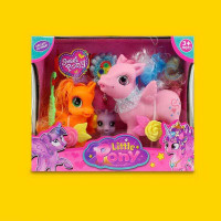 Набір поні 907-5 (48) 3 гумові фігурки, люстерко, гребінець, резинка для волосся, 2 заколки, в короб