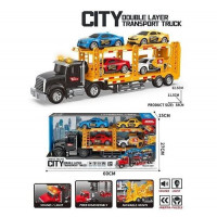 Трейлер JP 588-112 C (12) розмір 55,5х13х17 см, інерція, підсвічування, звуки, 4 машини,