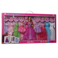 Кукла Defa 8266 с нарядом платья 8шт, обувь, аксессуары, 2 вида, в слюде