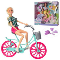 Лялька GN703 (24шт) шарнірна, 30см, велосипед27см, сумочка, шолом, кулька, 2види, в кор-ці, 32-32-10