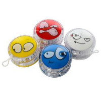 Йо-йо M 2875 (100шт) 5,5см, на веревке, свет, 4 вида, на бат-ке(таб), в кульке, 9-10-3см