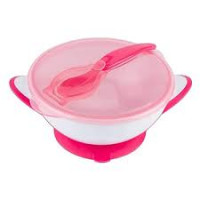 Мисочка з присоскою та ложечкою (Рожевий)/"Babyono" 1063/03