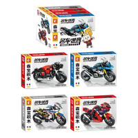 Конструктор 714532-714535 (9) ЦІНА ЗА 4 ШТУКИ В БЛОЦІ, “Мотоцикл”, рухливі елементи, в коробці