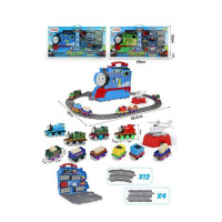 Залізниця з гаражем 899-33 (12/2) 2 кольори, 3 металопластикові локомотиви, 3 вагони, вертоліт, інер