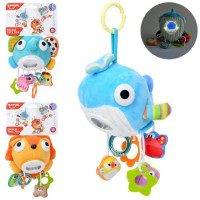 Підвіска м'яка HE0561-2-3 (18шт) на коляску/на ліжко, 37см, тварина 14см, музика, світло, регулятор