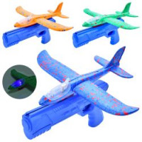 Літак TD202375 (110шт) 23см, на запуску(пістолет), пінопласт, світло, мікс кольорів, бат(табл), у па