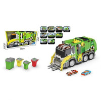 Спецтехніка YY 6039-1 (8) “Сміттєвоз”, довжина 39 см, світло, звук транспорту, інерція, 4 сміттєві б