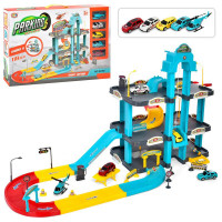 Гараж A236 (9шт) 3этажа, 90-43-45см, транспорт5шт,6см,дорожные знаки,118предм, в кор-ке, 56-37-7,5с