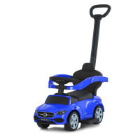 Каталка-толокар 668L-4 (1шт) 2в1 (батьк.ручка), звук, підставка для ніг, шкіра, бат., блакитний