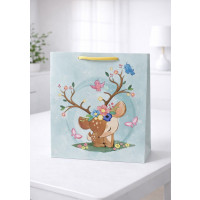 Пакет подарунковий середній квадрат 23х23 W1D-118 оленя