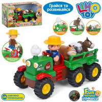 Трактор M 6303 (12шт) з причепом, 25,5см, музика/звук (укр), світло, їздить, знімна фігурка фермера