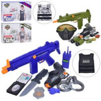 Набір зі зброєю 36310-20 (12шт) трещітка, автомат 37см, пістолет/револьвер (звук,світло, на бат-ці т