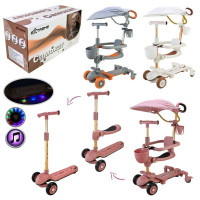 Самокат дитячий 3-х коліс  арт. SC822 (3шт)   3 кольори, 2 колеса, PU світло, заднє пластик,складний