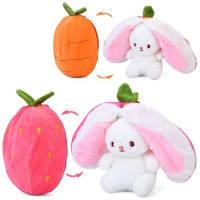 М'яка іграшка MD330-16-17 (60шт) зайчик, 18см, вушка-чохол(застібка-блискавка), 2 кольори (морква, п